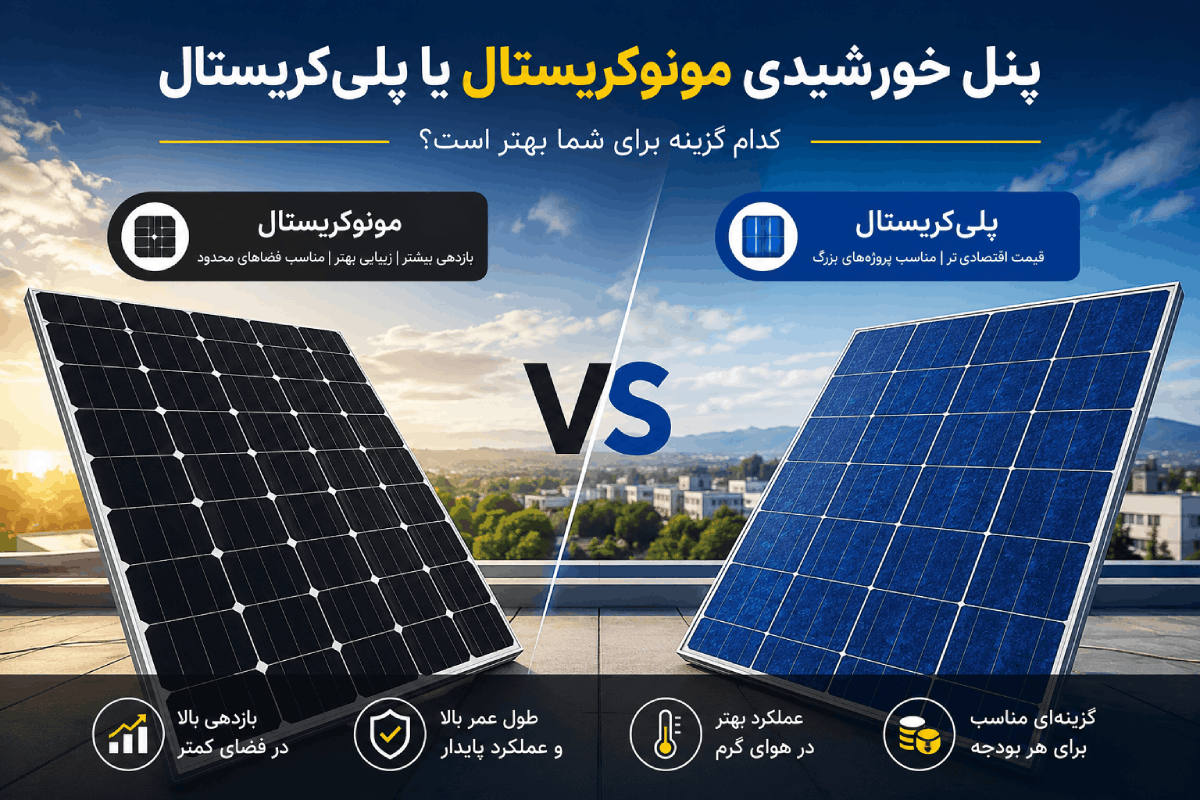 تفاوت پنل خورشیدی مونو کریستال و پلی کریستال